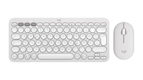 Logitech Pebble 2 Combo bílá / Set klávesnice s myší / Bezdrátový / Bluetooth + Logi Bolt / tiché klávesy / multi-device (920-012204)