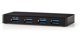 Nedis USB hub 4 porty / USB hub / 4x USB-A / USB 3.2 Gen 1 5 Gbps / síťové napájení (UHUBU3420BK)