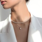Luxusní dvojitý perlový náhrdelník Antonia - stříbro 925/1000, 46 cm Bílá