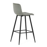 Židle barová, zelená látka, čtyřnohá kovová podnož, černý mat