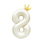 Balónek fóliový 82 cm světle krémový s korunkou číslo 8 - Albi