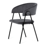 Židle jidelní, šedá látka, černá kovová noha