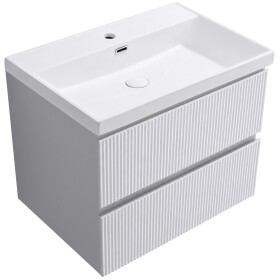 CERANO - Koupelnová skříňka Carole - keramické umyvadlo Viano - bílá matná rýhovaná - 60,9x62,5x46,5 CER-941487