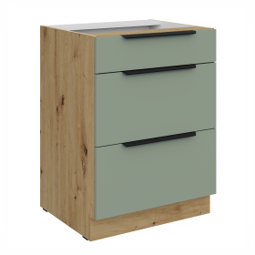 Spodní skříňka Aria 60 D 3S BB - Premium Box Barva korpusu: Dub artisan, Barva dvířek: SA - Aquamarine AFM