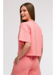 B294 Oříznutá mikina s krátkým rukávem - korálová EU 2XL/3XL