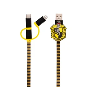 ThumbsUp! Hufflepuff černá, žlutá / Nabíjecí kabel 3v1 / Lightning / Micro USB / USB-C / 1 m (1002655)