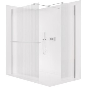 CERANO Sprchová zástěna Walk-in Onyx T L/P - 8 mm - hranatá vzpěra + polička/držák na ručníky - chrom, rýhované sklo - 150x80x200 cm