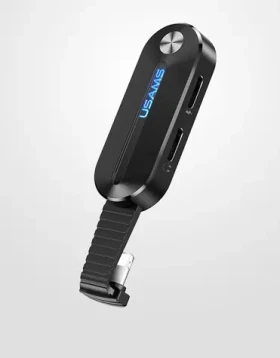 USAMS SJ357 Lightning Dual Adapter vč. LED Světla černá (6958444969657)
