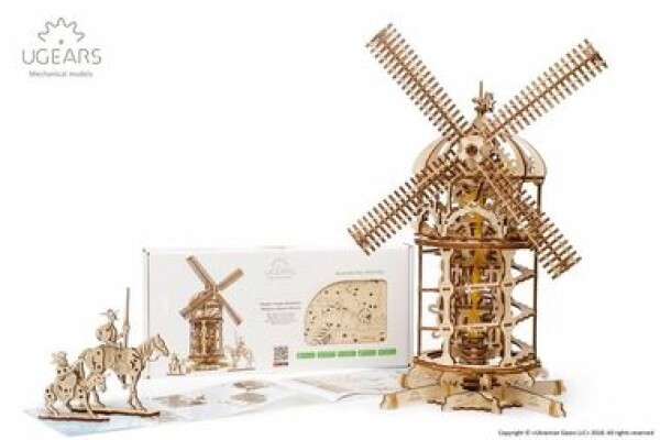 Ugears 3D dřevěné mechanické puzzle Větrný mlýn