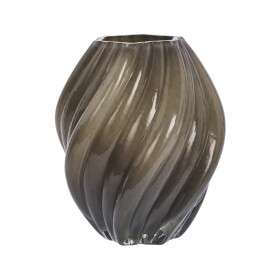 MADAM STOLTZ Skleněná váza Taupe 24 cm, hnědá barva, sklo