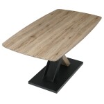 Stůl jídelní 160x90cm, MDF, 3D dekor dub san remo, kovové nohy, černý lak.