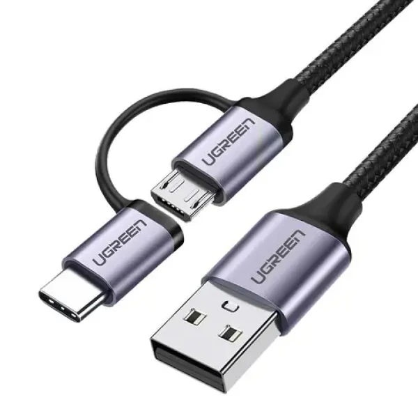 UGREEN US177 Nabíjecí kabel USB-A (M) - USB-C/microUSB 1 m černá / QC3.0 (30875)