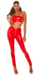 Sexy Koucla Latexové kalhoty s vysokým pasem a zipem red M