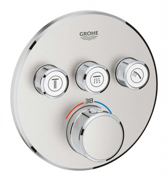 GROHE - Grohtherm SmartControl Termostatická sprchová podomítková baterie, 3 ventily, supersteel 29121DC0