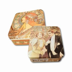 Italské čokoládové pralinky Mucha v plechové dóze 230g