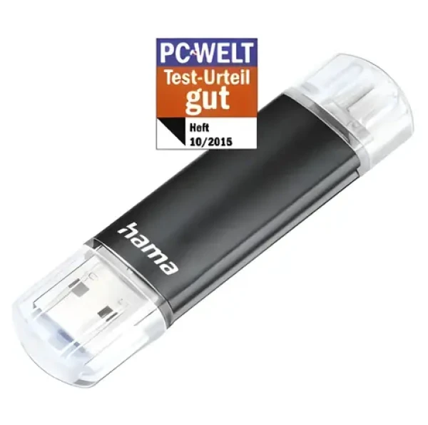 Hama Laeta Twin černá / Flash disk / USB 3.0 / 64 GB / 45 MB/s / micro USB (00124000)
