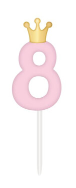 SVÍČKA růžová s korunkou ČÍSLO 8 - Albi