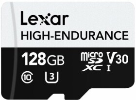 Lexar High-Endurance microSDHC/SCXC 128 GB / UHS-I V30 / U3 / Class 10 / rychlost čtení 100MBs / zápis 45MBs (LMSHGED128G-BCNNG)