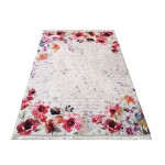 DumDekorace Protišmykový koberec červenej farby s kvetmi