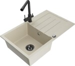 MEXEN - Bruno granitový dřez s odkapávačem včetně baterie Duero, béžová 6513-69-671600-70