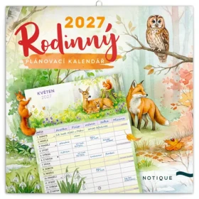 NOTIQUE Zvířátka 2027 / Rodinný plánovací kalendář / 30 x 30 cm
