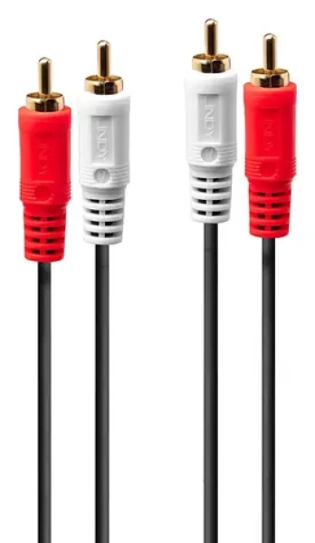Lindy / Audio kabel Stereo / 2x RCA - 2x RCA / pozlacené konektory / 10 m (35664)