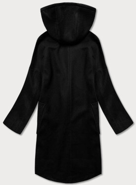 Černý dámský kabát plus size kapucí (2728)