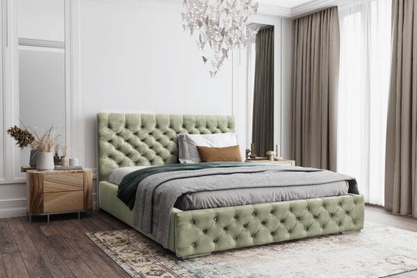 FRONTI Postel MODEL 02 200x200 světlezelená - MAGIC VELVET 2243