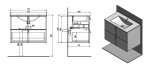 SAPHO - MITRA umyvadlová skříňka s umyvadlem 150x55x46 cm, bordó 2XMT0731601-150