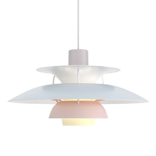 Louis Poulsen Závěsná lampa PH 5 Pastels Oyster blue/Rose, modrá barva, multi barva, kov