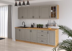 Kuchyňská linka 260 cm Stilo 3 Barva korpusu: Dub artisan, Barva dvířek: Clay Grey