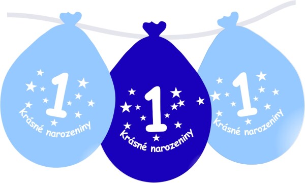 Balónek modrý KRÁSNÉ NAROZENINY číslo 1 visící- 5 ks balonky.cz Balónek modrý KRÁSNÉ NAROZENINY číslo 1 visící- 5 ks balonky.cz