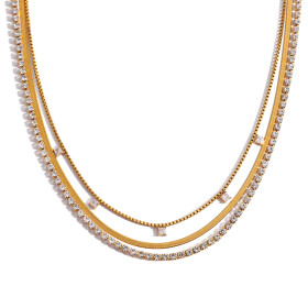 ELENYS Trio – pozlacený náhrdelník 18K žluté zlato Délka náhrdelníku: 39-43 +5 cm / max. 48 cm
