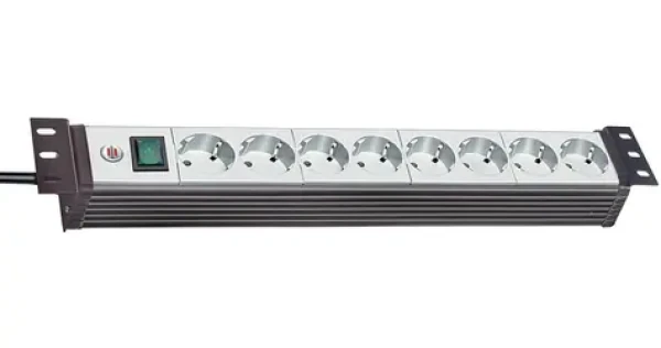Brennenstuhl Premium Line 19" napájecí lišta černo-šedá / Napájecí lišta / 8x zásuvka / IEC C14 / 3 m / 1,5U (1156057018)