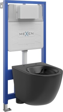 MEXEN/S - WC předstěnová instalační sada Fenix Slim s mísou WC Lena, černá mat 6103322XX85