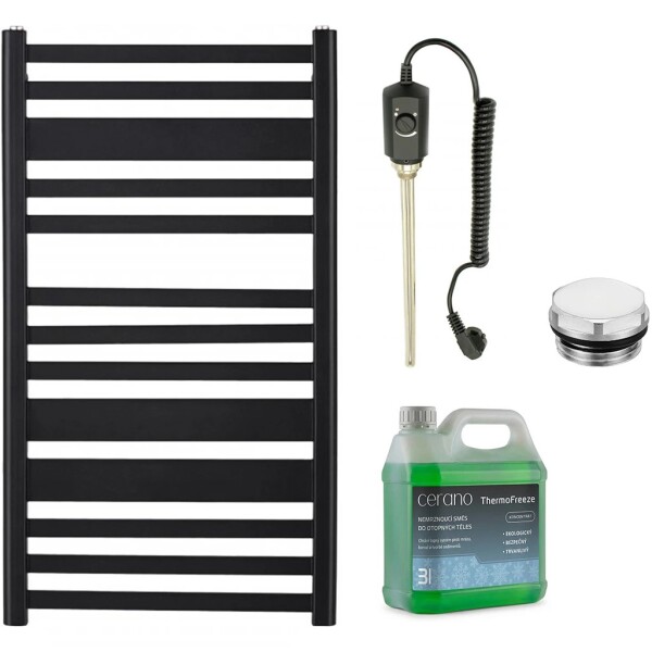 CERANO Koupelnový elektrický radiátorový set Enrico - 300W - černá matná - 970x550 mm