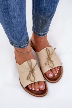 Zazoo 2659 Kožené Dámské Pantofle Béžové 38