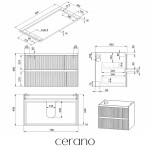 CERANO - Koupelnová skříňka Carole - bílá matná rýhovaná + deska pod umyvadlo Navira Pro - 36 mm - 80x51,6x46 CER-321028