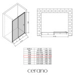 CERANO - Sprchové posuvné dveře Varone POINT L/P - 6 mm - černá matná, grafitové sklo - 120x195 CER-429532
