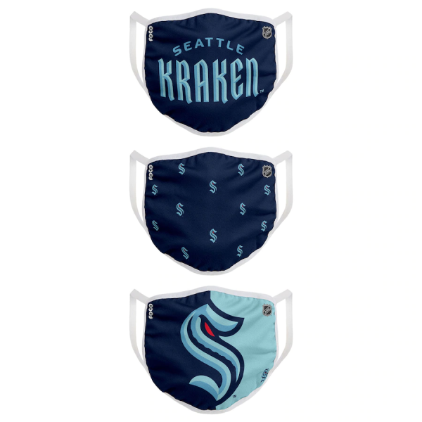 Roušky Seattle Kraken NHL FOCO - set 3 kusy EU Velikost: dospělá velikost