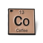 Kovová brož - Coffee (Co) - 26,5 × 26,5 mm - 1 ks