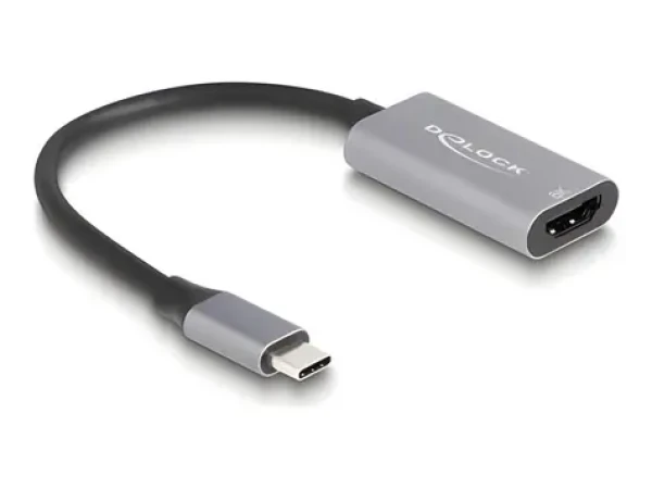 DeLock USB-C (M) - HDMI (F) šedo-černá / Adaptér / 8K 30Hz / HDR / HDCP / 15 cm (60021)