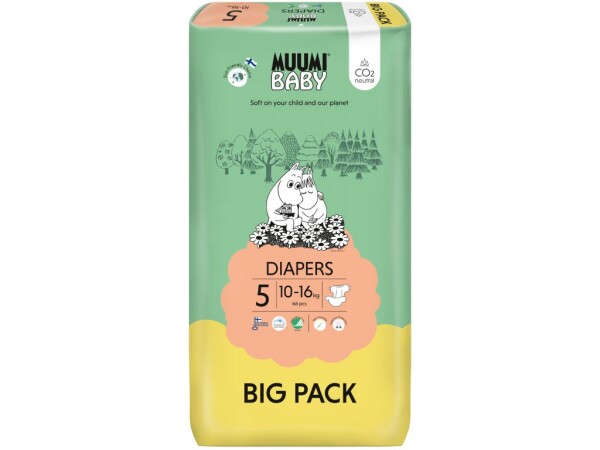 Muumi Baby 5 Maxi+ 10–16 kg (66 ks), eko pleny