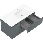 MEXEN/S - Rivel koupelnová skříňka 90 cm s umyvadlem Vela pravá, 2S, 1D, reliéf, grafit/bílá mat 91A23-09047-3-BBFFF66-W23P01