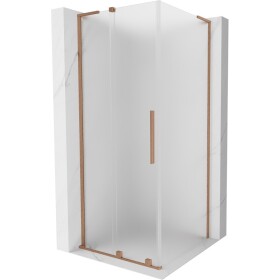 MEXEN/S - Velar L sprchový kout, posuvné dveře 120 x 120, dekor, měď kartáčovaná 871-120-120-33-65