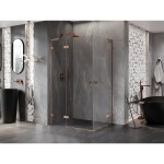 MEXEN/S - Lunar L Duo sprchový kout dveře křídlové 120 x 85, transparent, měď kartáčovaná 834L-120L-085P-65-00