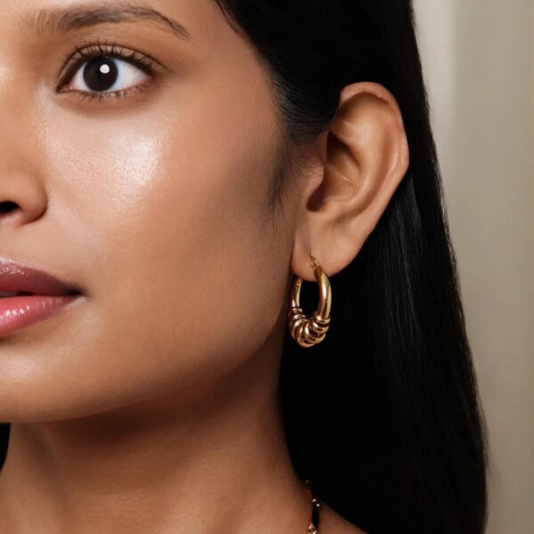 ELENYS Essence Hoops Gold – pozlacené náušnice 18K žluté zlato