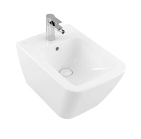 VILLEROY & BOCH - Finion Závěsný bidet s přepadem, 375x560 mm, s CeramicPlus, Stone White 446500RW