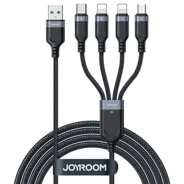 Joyroom S-1T4018A18 Nabíjecí kabel USB-A (M) - USB-C + MicroUSB + 2x Lightning (M) 3.5A 1.2m černá (S-1T4018A18 L2CM 1.2)
