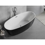 MEXEN/S - Lira volně stojící vana vzor 170 x 80, bílá/černá, sifon a přepad černá 52831708075-70